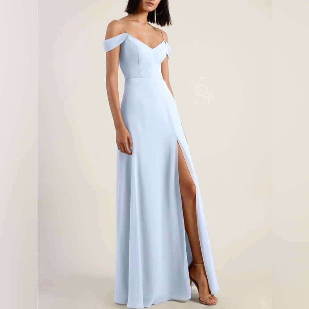 Jenny Yoo Sky Blue Off-Shoulder Gown